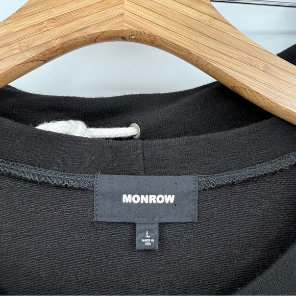 Monrow NEW Gem Embellished Supersoft Vintage Sweats Sweatshirt Pant Set Black L - Picture 3 of 10